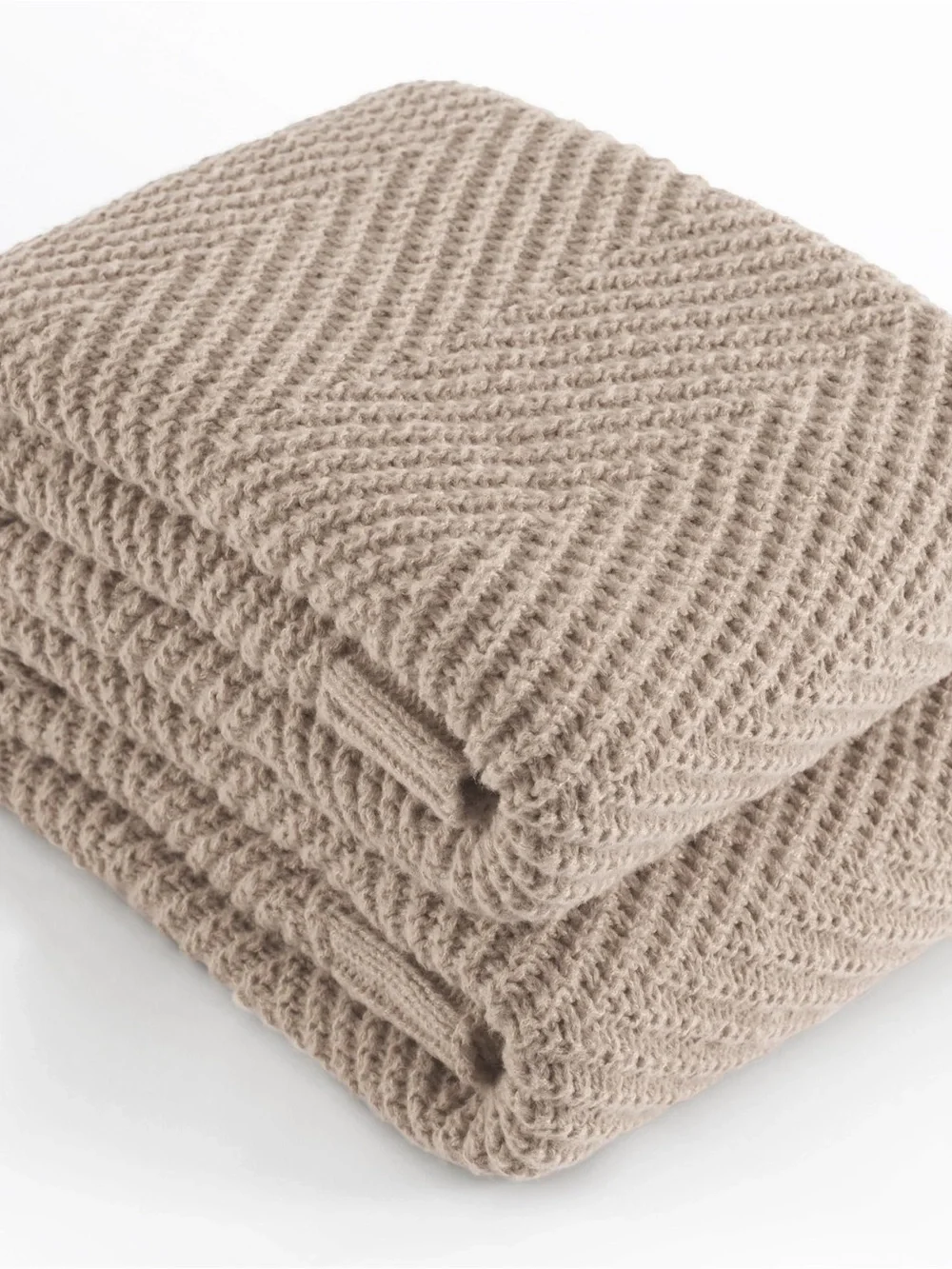 Plush Waffle Knit Throw Blanket - Taupe